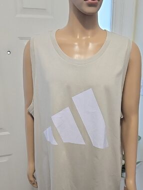 ADIDAS BRAND SIGNATURE MEN'S BIG AND TALL TAN TANK TOP SIZE 4XL